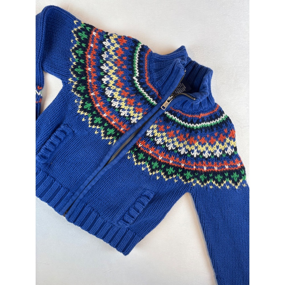 Ralph Lauren Blue Kids Sweater with Multicolor Pattern